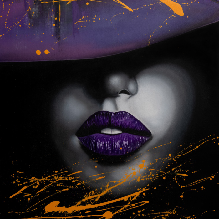 Tableau Élégance femme au chapeau – œuvre originale street art Ichar